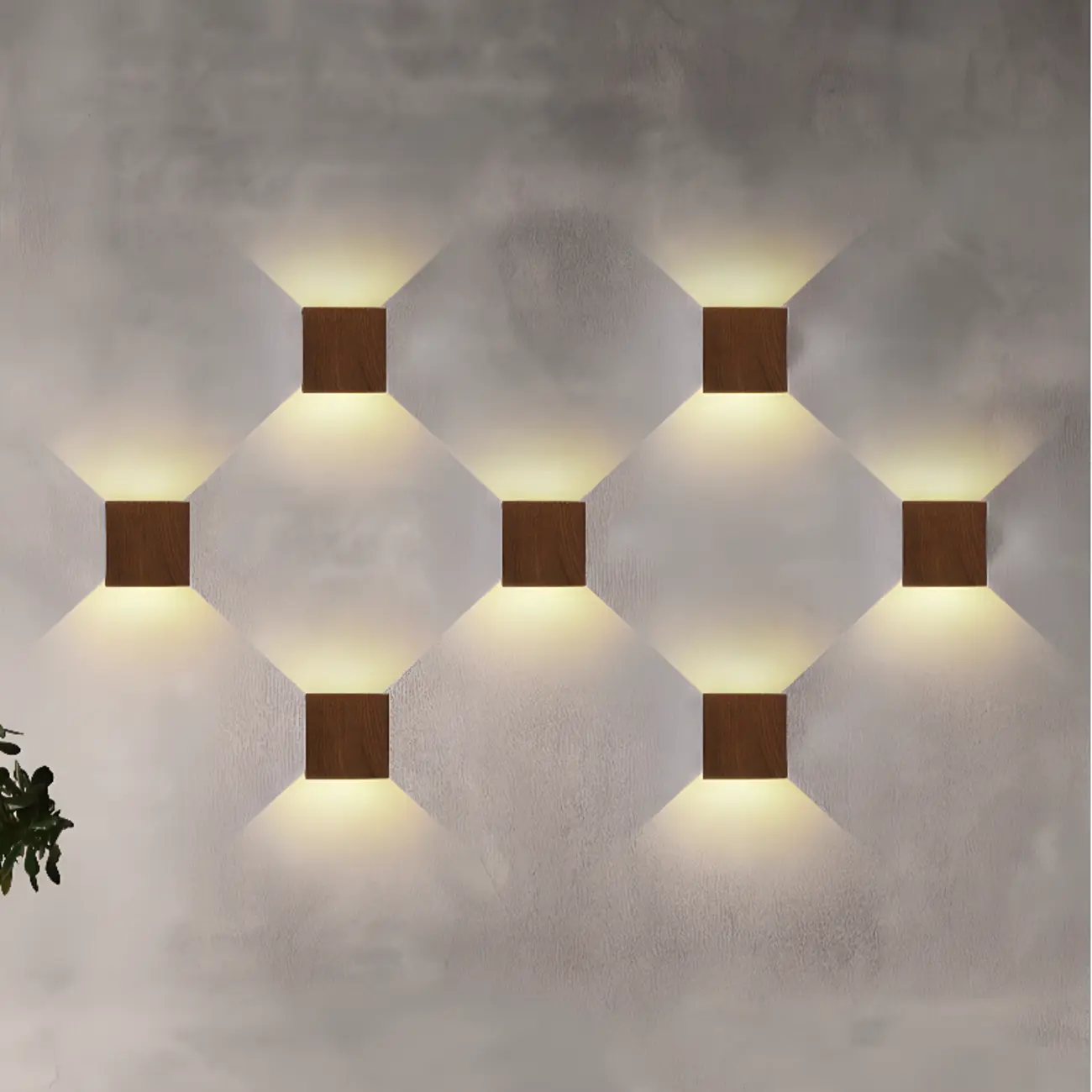 Walnut Geometric 2-Light LED Wall Sconce with Up & Down