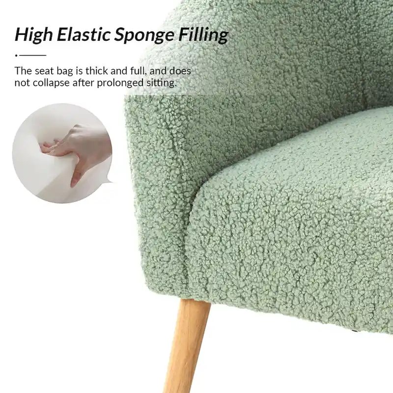 Sheila Modern 30W Boucle Armchair with Solid Wood Legs Set of 2 by HULALA HOME