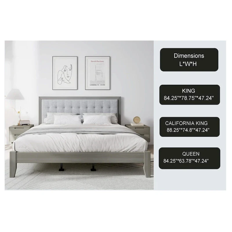 Christopher Knight Home - Emery Mid-Century Panel Bed Frame with Tufted Headboard