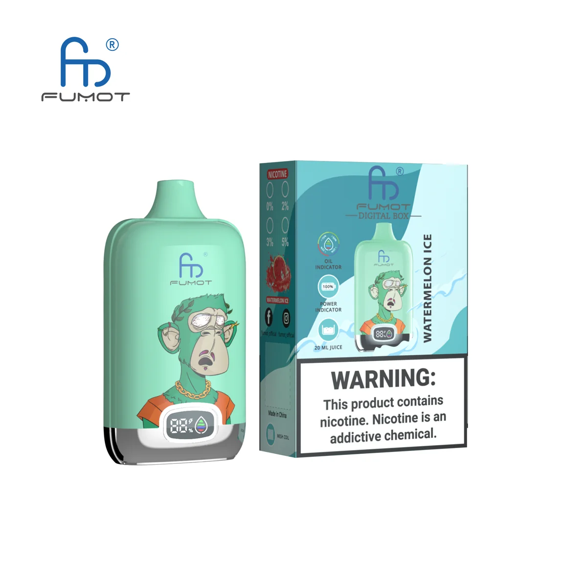 Fumot Digital Box 12000 Watermelon Ice – Einweg-Vape mit Einzelverpackung