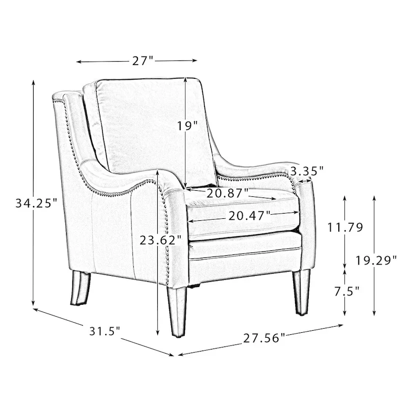 Pascual Comfy Living Room Armchair Set Of 2 with Solid Wood Legs