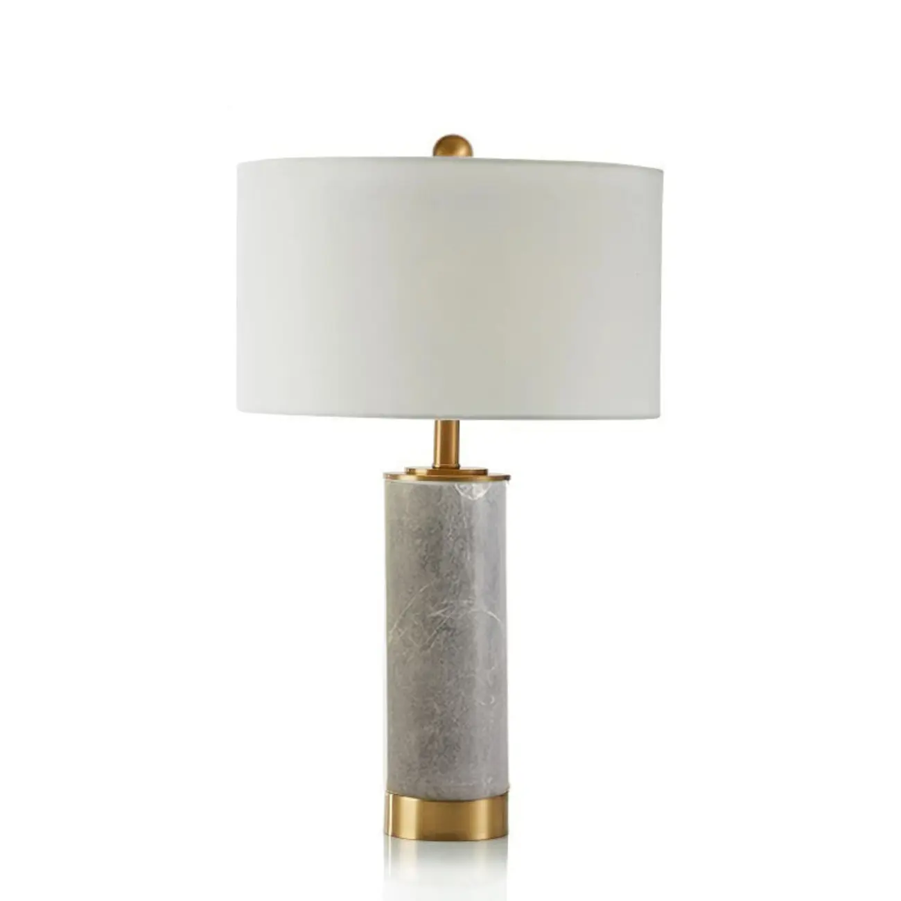 Modern Cylinder Stone Table Lamp with Fabric Shade