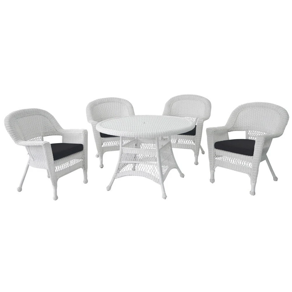5-piece White Resin Wicker Dining Set