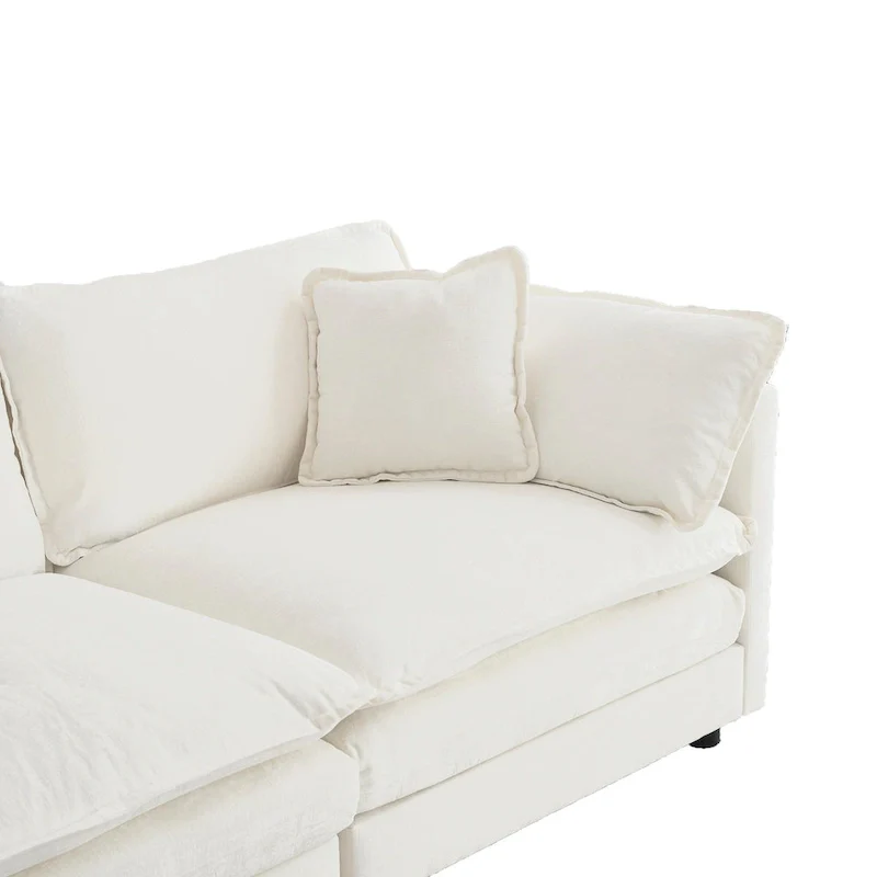 3-Piece Modular Chenille Upholstered L-Shaped Sectional Sofa with Ottoman