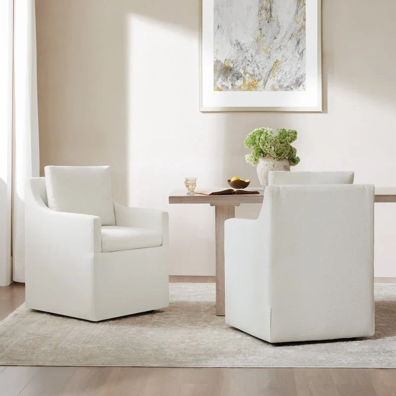 Bentley Modern Mobile Dining Arm Chairs with Casters & Storage