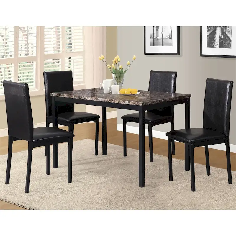 Faux Leather Seat Metal Frame Dining Chairs,Set of 4