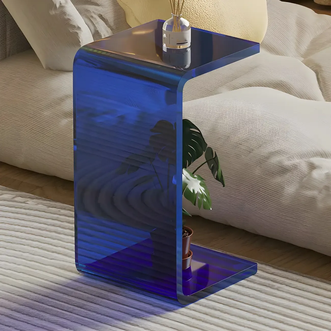 Versatile Acrylic Side Table C-Shaped