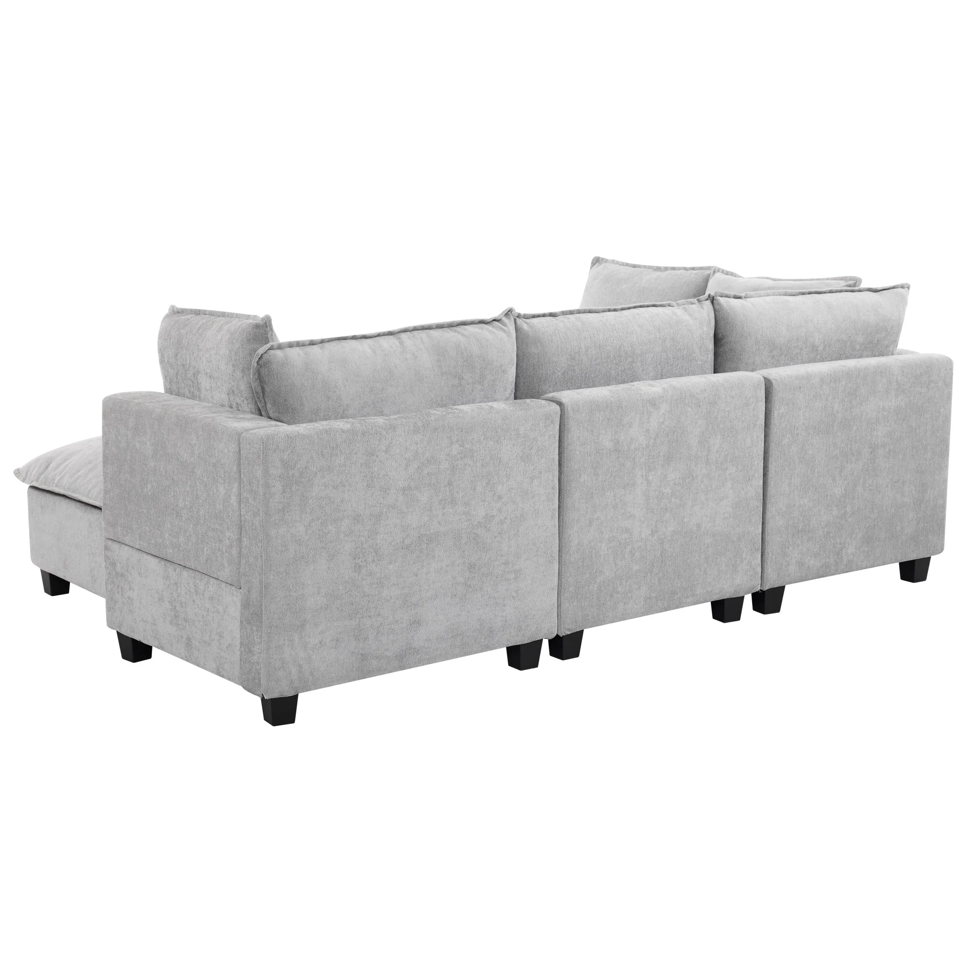 Walker Edison | Cloud Chenille Modular Sectional Sofa with Coffee Table