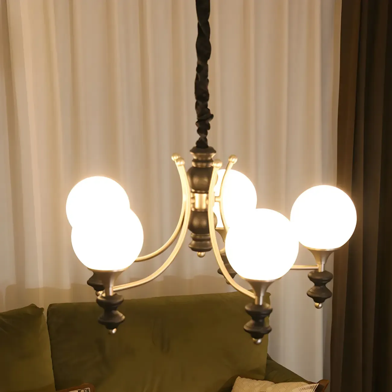 Modern Glass Chandeliers Black Metal Elegant Lighting