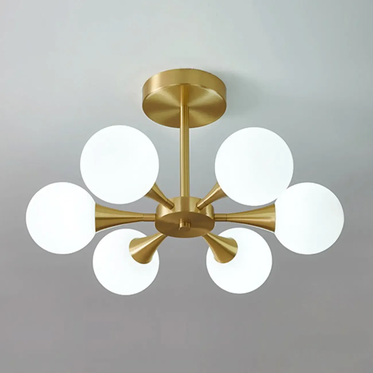 Modern Gold Glass Ball Semi Flush Mount Ceiling Light