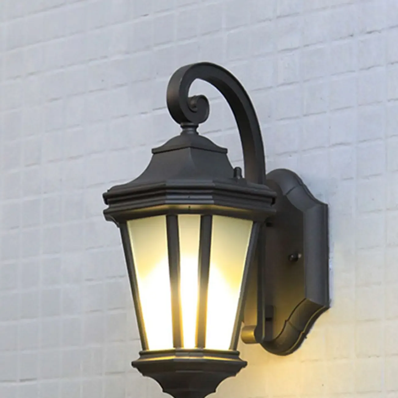 Vintage Black Metal Lantern Outdoor Wall Sconce