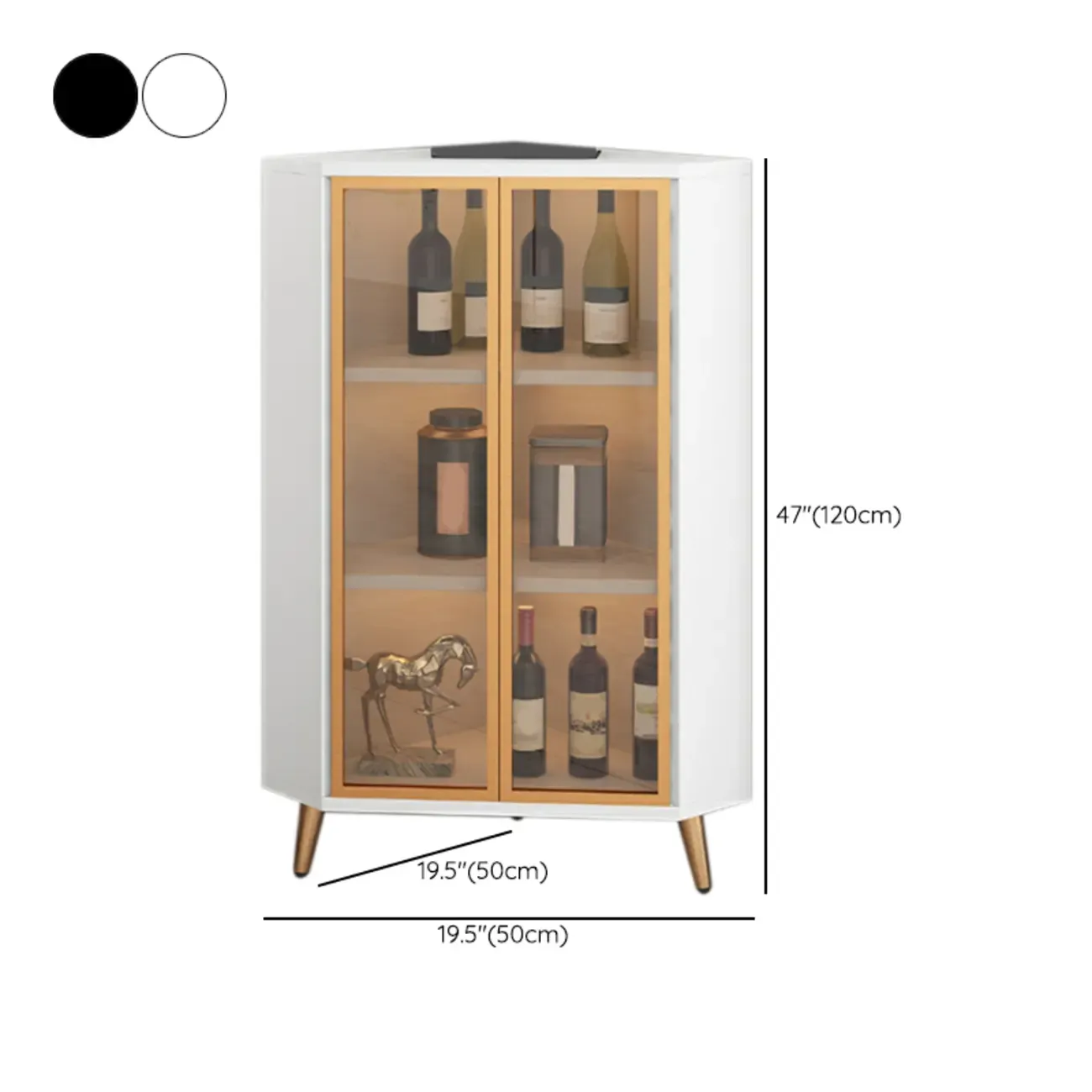 Modern Glam White-Gold Wood Glass Display Cabinet