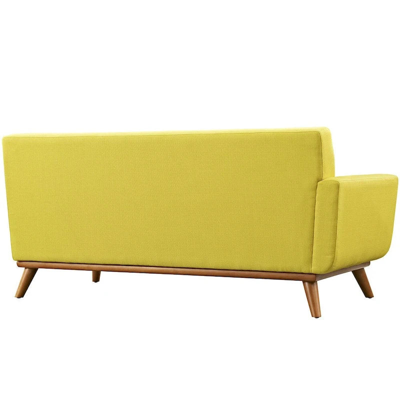 Engage Mid-century Modern Upholstered Fabric Left-arm Loveseat, Azure