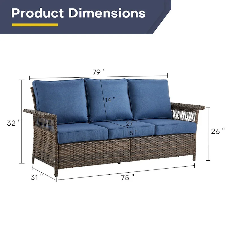 Gymojoy Patio Wicker Rattan Club Chairs - Brown