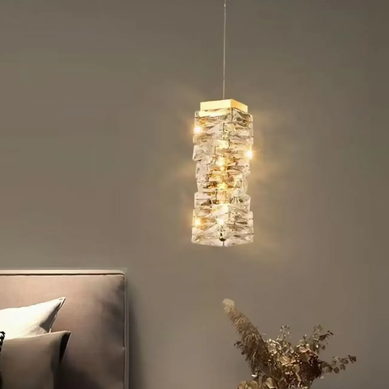 Gold Crystal Modern Structure Outdoor Pendant Lights