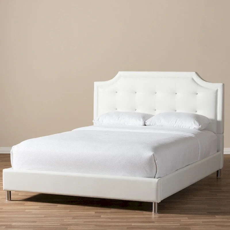 Copper Grove French River White Modern Bed with Upholstered Headboard