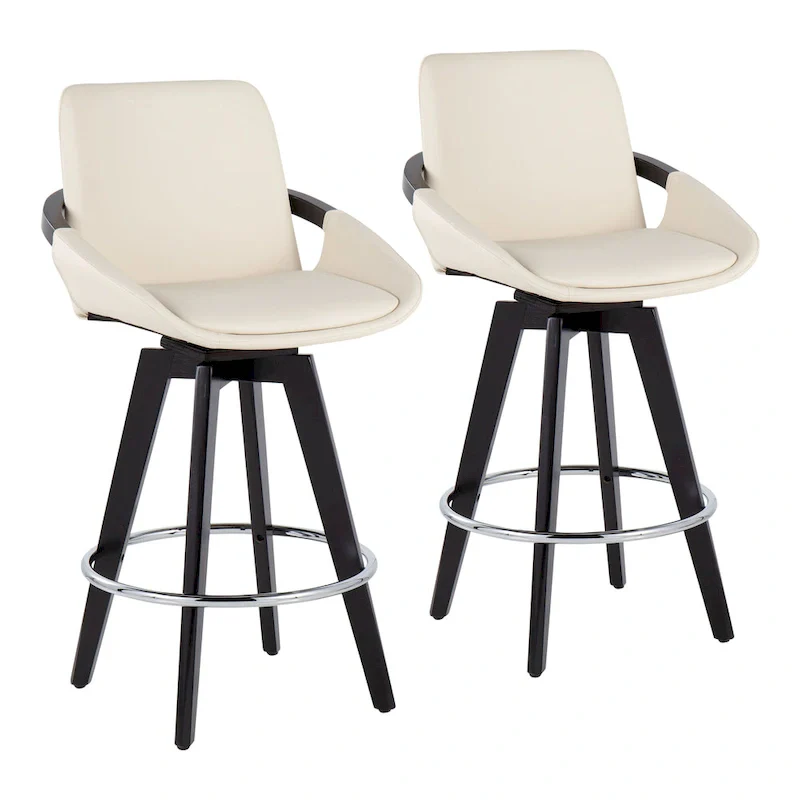 Carson Carrington Pugo Fixed-Height Counter Stool with Black Wood Base (Set of 2)