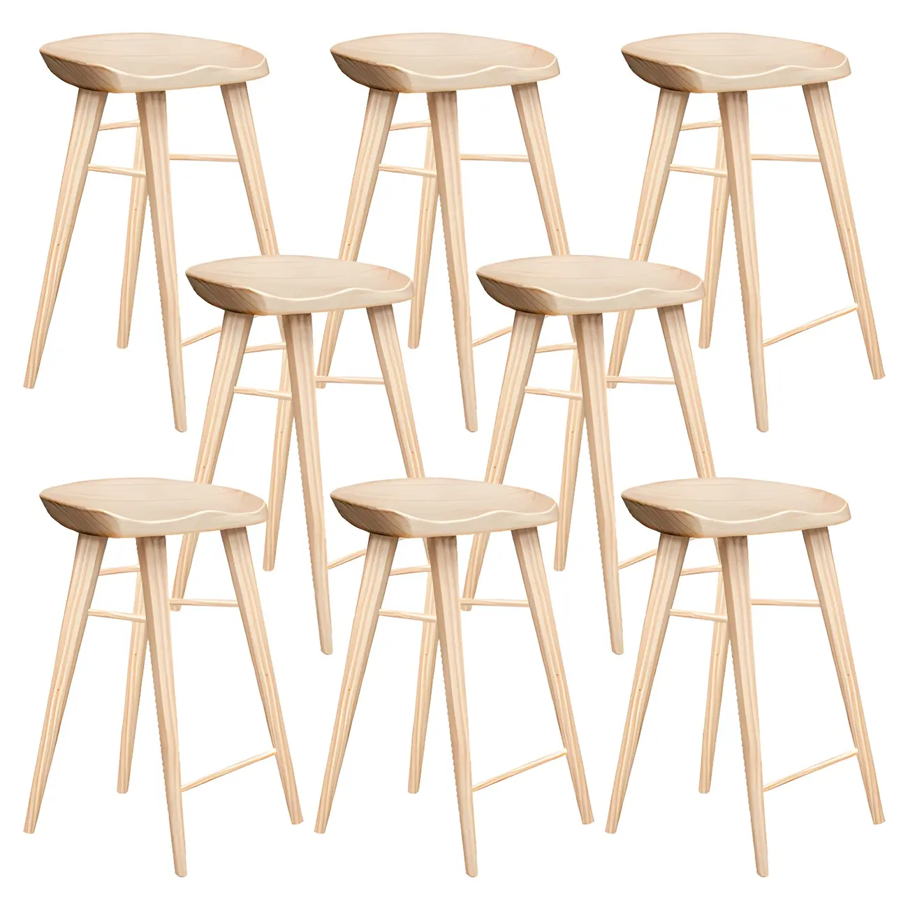 Counter Height Modern Wood Backless Bar Stool