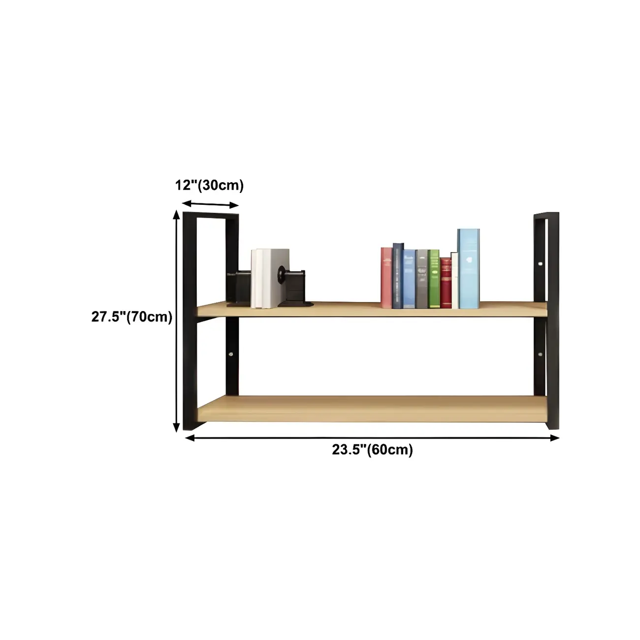 Industrial Wall-Mounted 3-Tier Wood Display Shelf