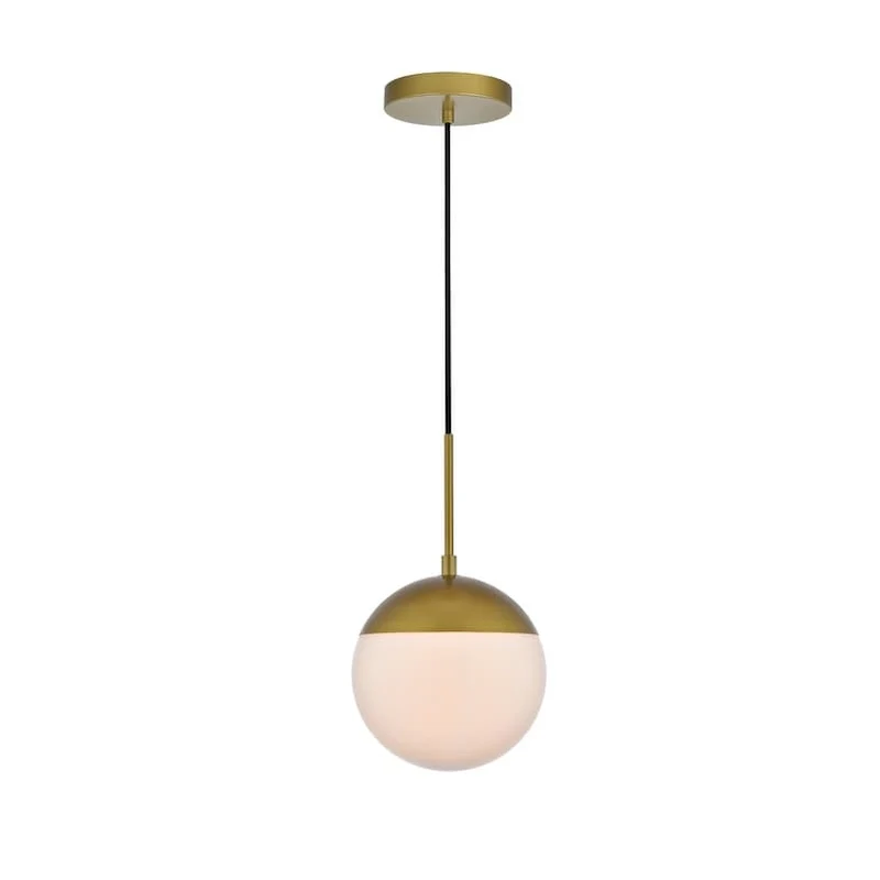 Frosted White Glass 1-Light 8-inch Pendant