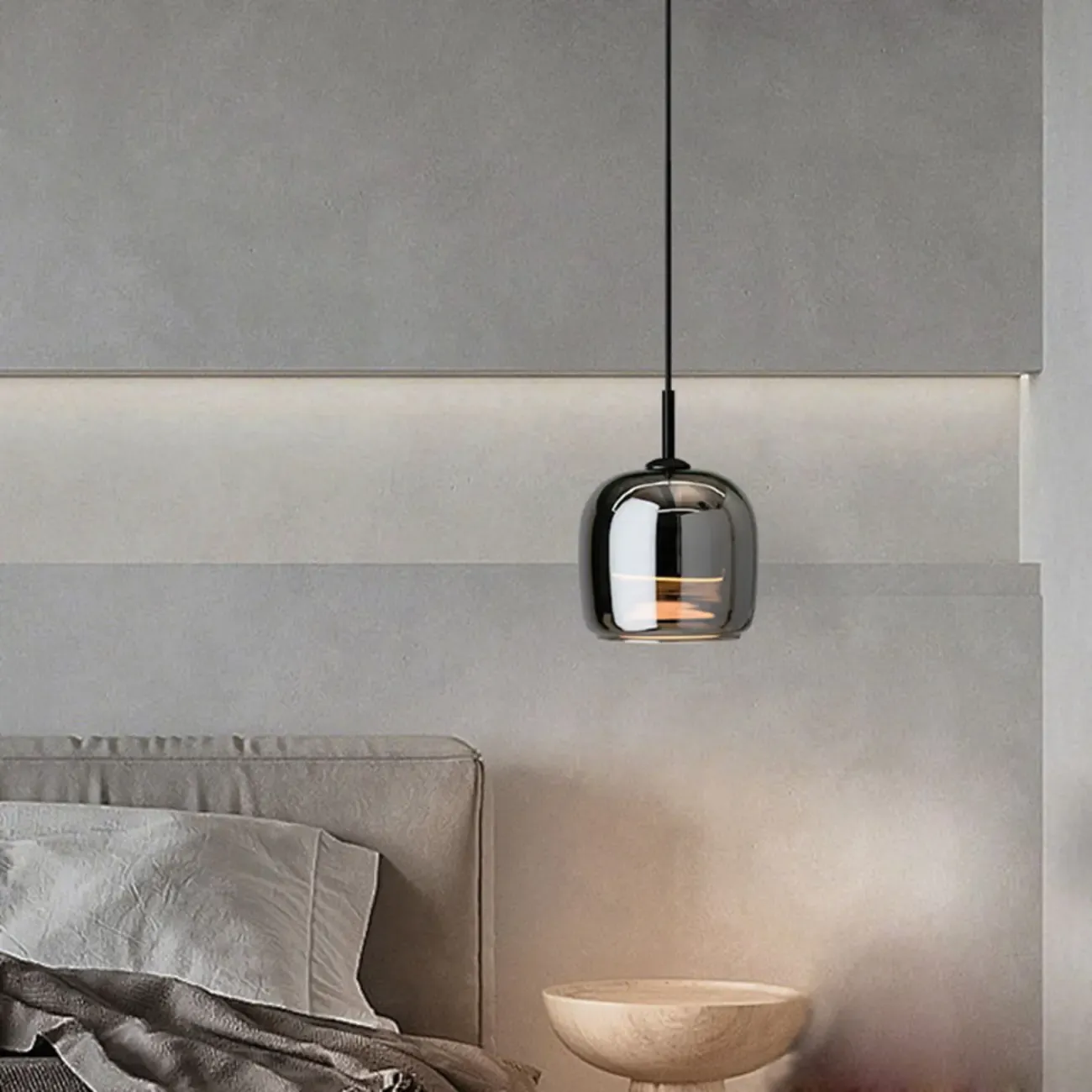 Modern 3 Light Black Glass Jar Pendant Light