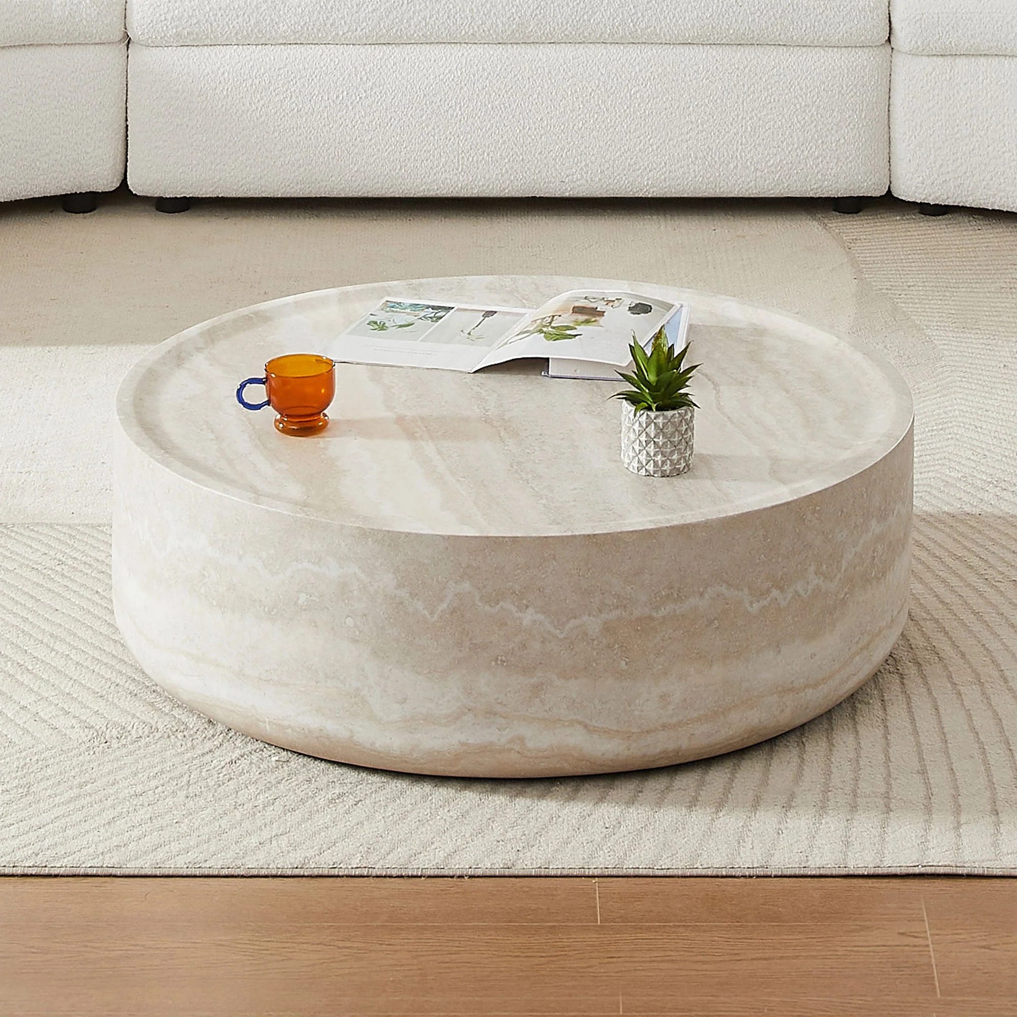 Walker Edison | Faux Marble Pattern Modern Coffee Table