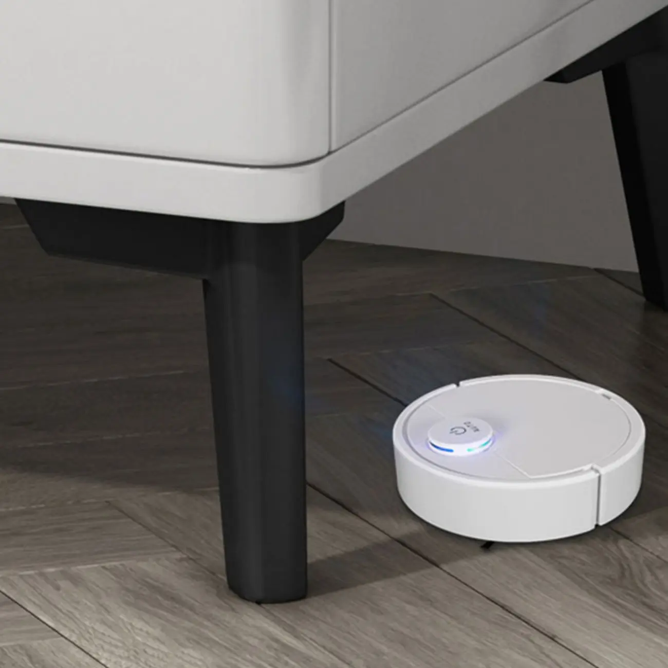 Modern White Stone Top Oak 2-Drawer Nightstand