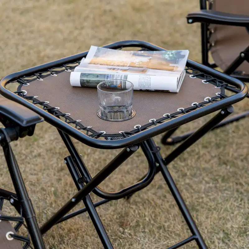 Gravity Chair Set with Side Table, Folding Reclining Chair with Cupholders & Pillows, Adjustable Lounge Chair