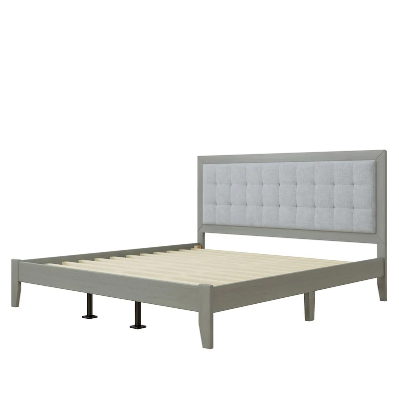 Christopher Knight Home - Emery Mid-Century Panel Bed Frame with Tufted Headboard