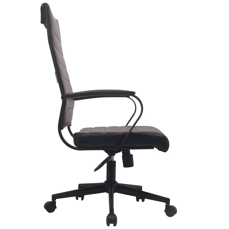 Modern High Back Office Chair Ribbed PU Leather Manager Tilt Conference Room Computer Desk Boss Task Executive Boss
