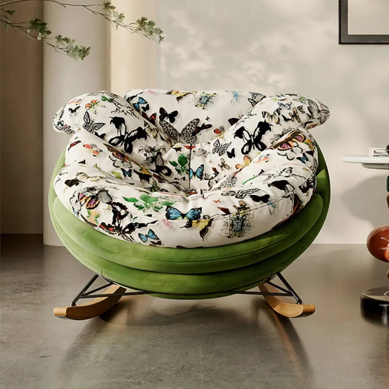 Modern Ergonomic Upholstered Rocking Chair Optional Ottoman