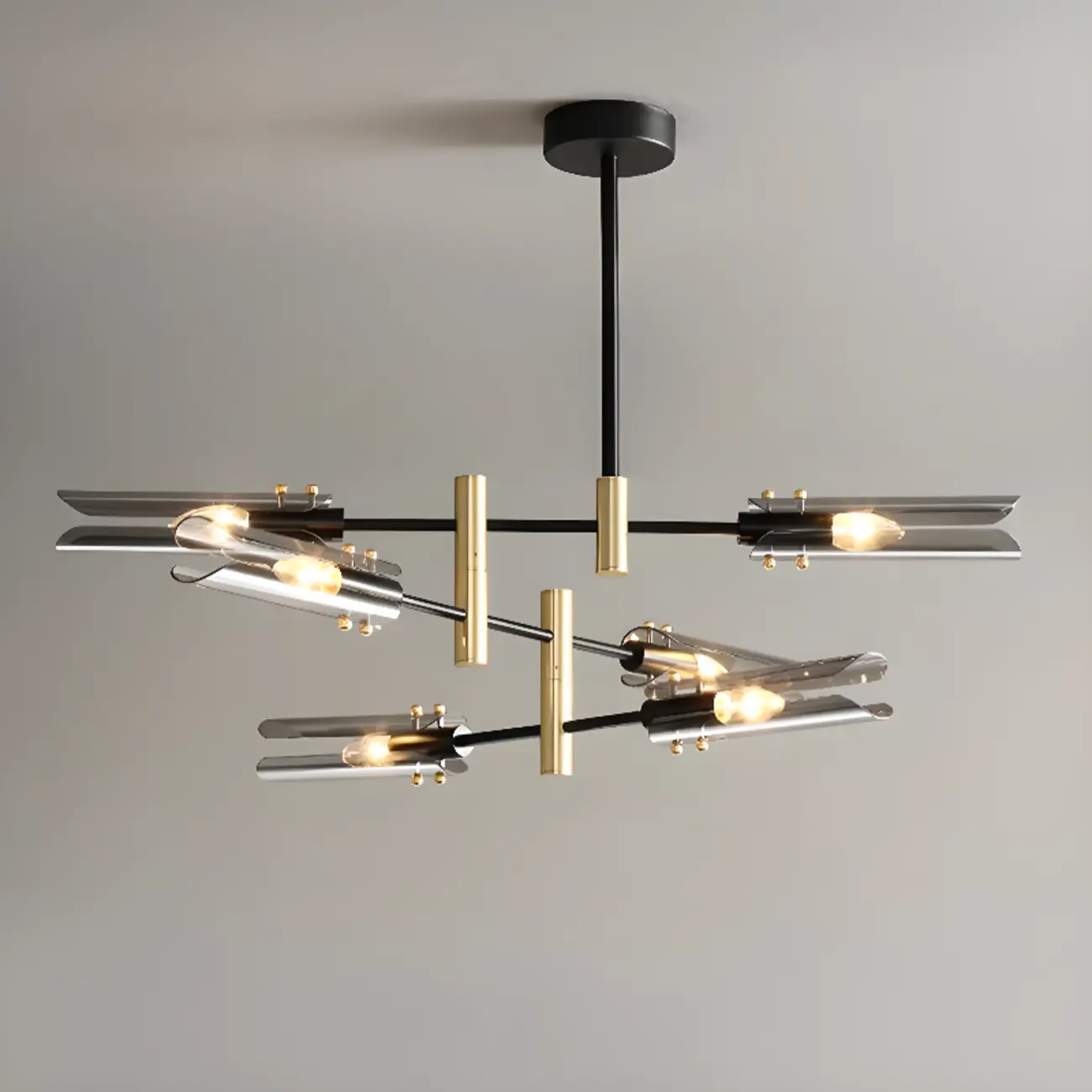 Modern Industrial Linear Chandelier with Adjustable Height