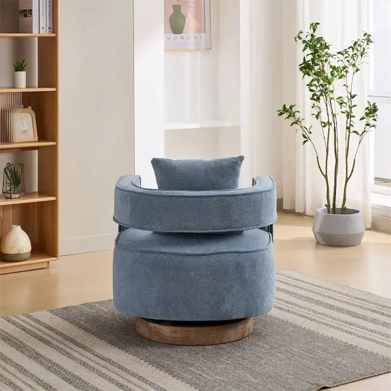 29.1 Swivel Accent Chair with Weathered Wood Base