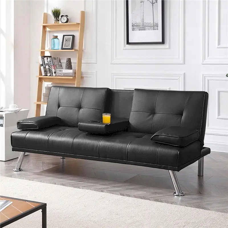 Yaheetech Modern Recliner Couch Faux Leather Futon Sofa Bed