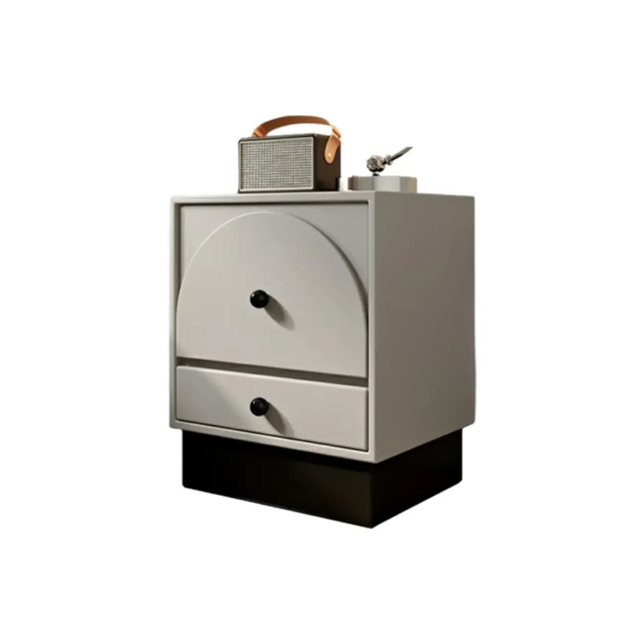 2 Drawers Modern Wood Off-White Nightstand