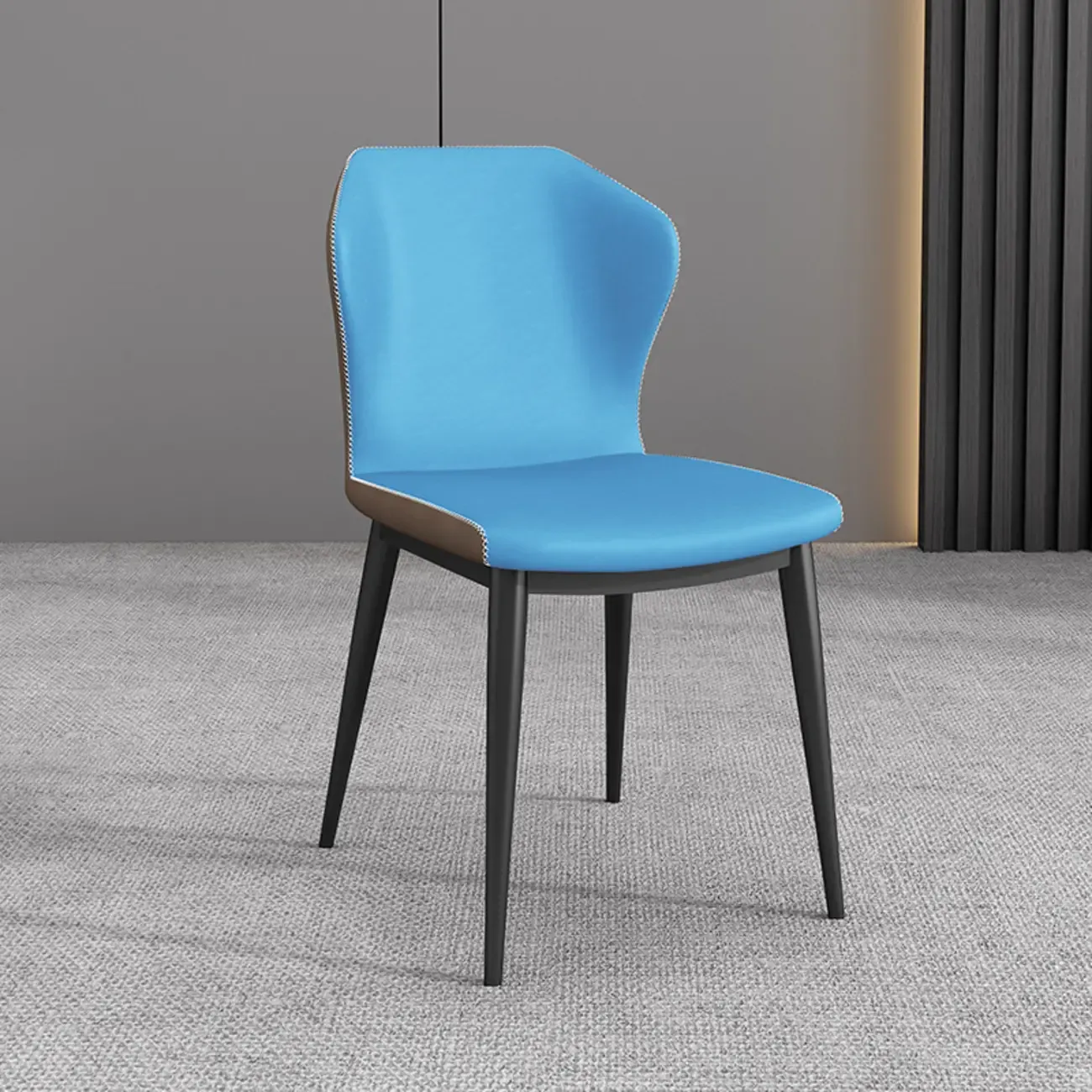 Modern Faux Leather Dining Chair with Wing Back Steel Legs
