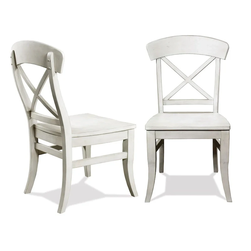Roundhill Furniture Harola Cross-back Dining Side Chairs in Set of 2, Smoky White Finish