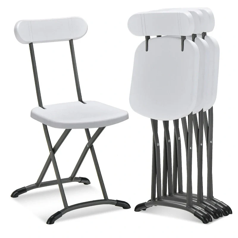 Gymax 4-Pack Folding Chair w/ Metal Curved Feet Wide Seat & Ergonomic
