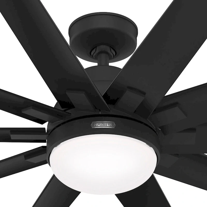 Hunter 60  Overton Damp Rated Ceiling Fan with LED Light Kit and Wall Control - Windmill, Transitional, Modern - ENERGY STAR