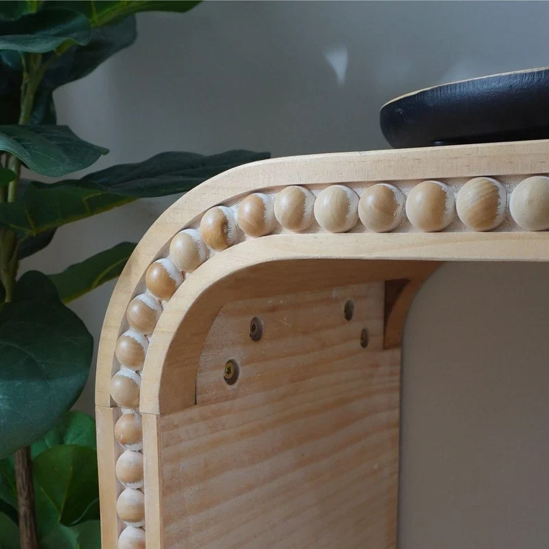 59 Entryway Table, Curved Waterfall-style Table,Console Table with Wood Beads