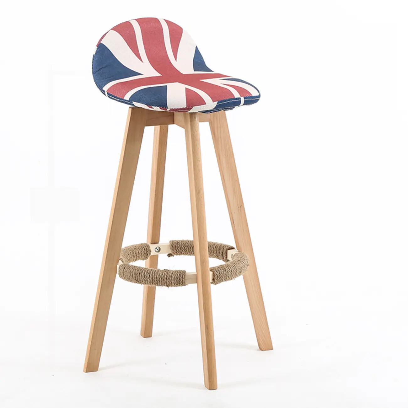 Scandinavian Wood Plush Seat Comfy Design Bar Stool