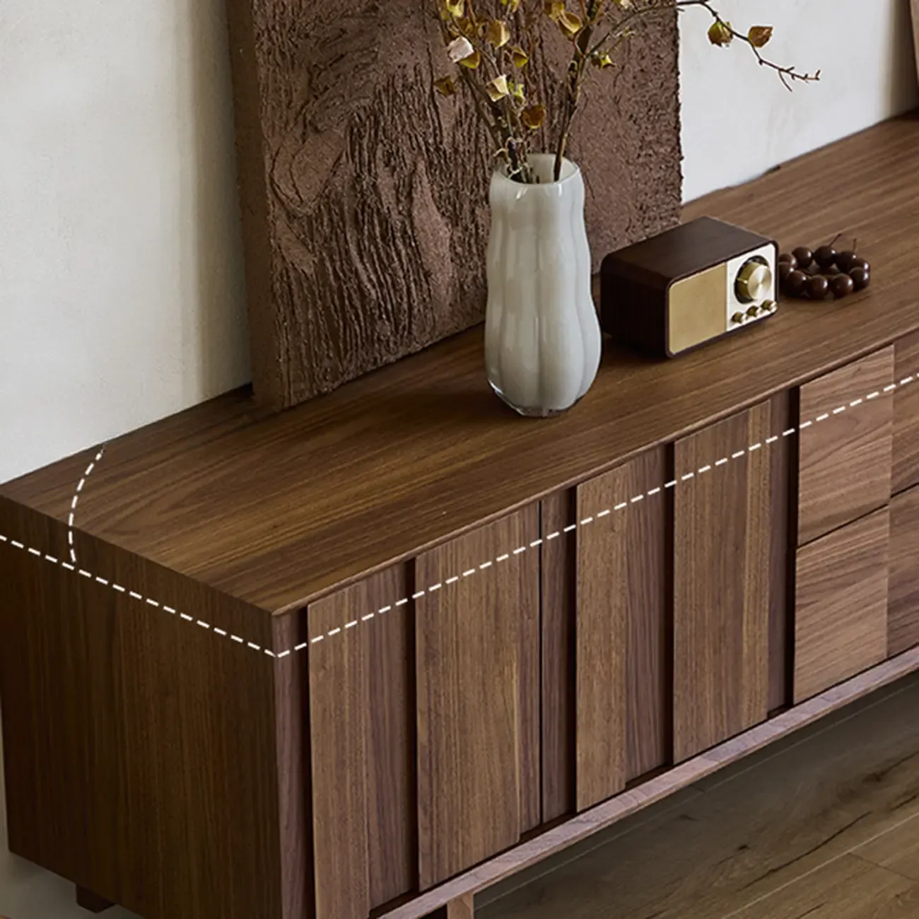 79 Living Room 2-Ter Brown Solid Wood TV Stand with Drawers