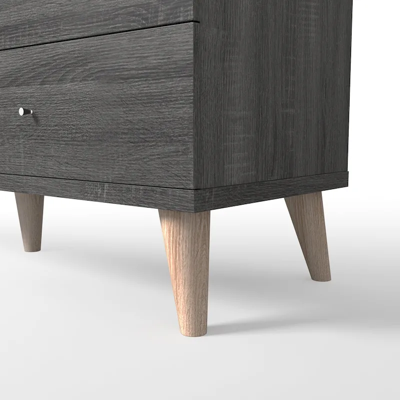 DH BASIC Mid-Century Modern Distressed Grey 47-inch Wide 6-Drawer Dresser with Knobs by Denhour