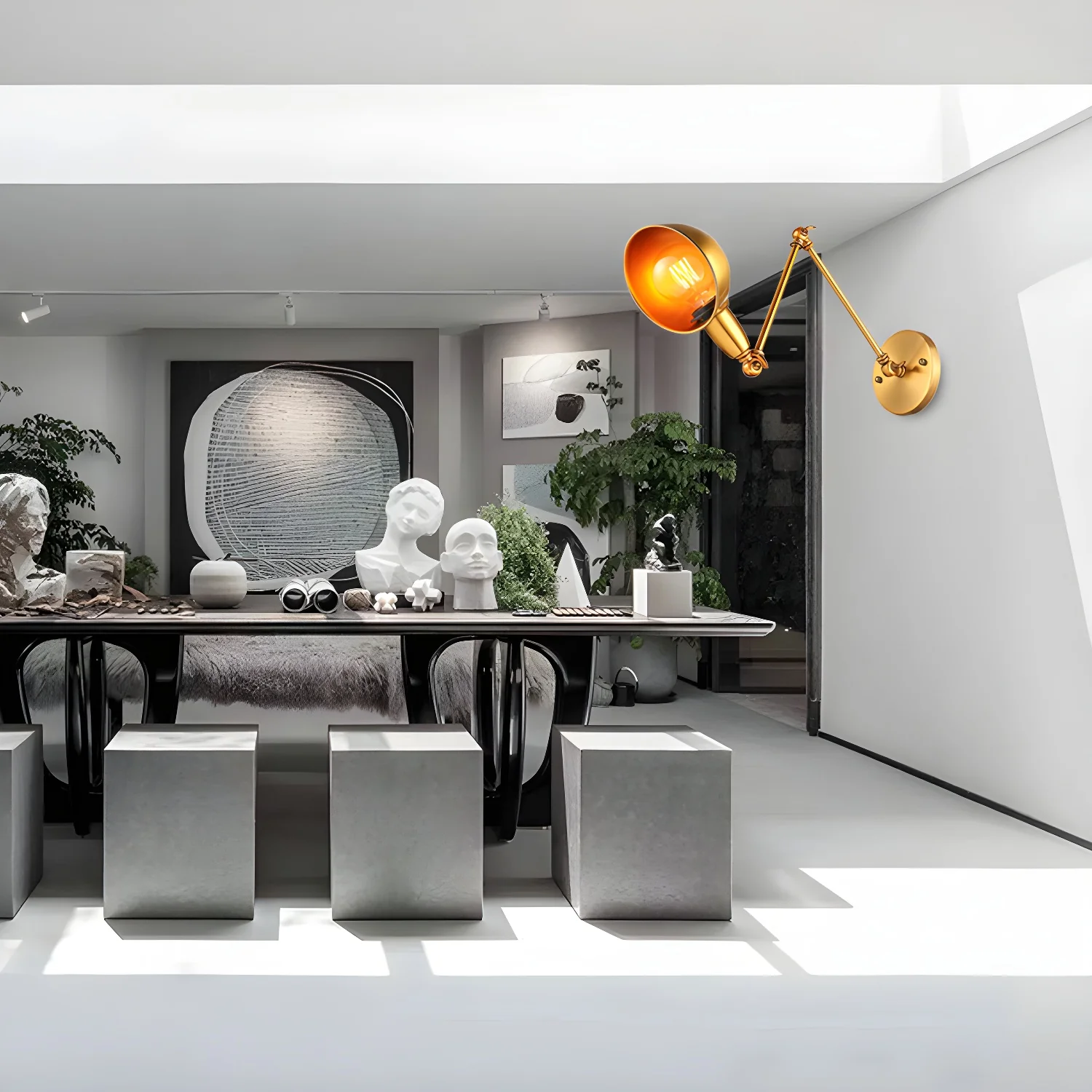 Retro Dome Metal Swing Arm Wall Light