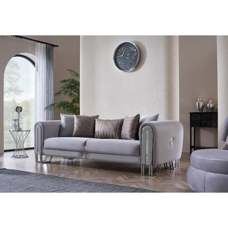 Kamelya 2-Pieces One Sofa One Loveseat Living Room Set, Metal Leg, Pillow Back