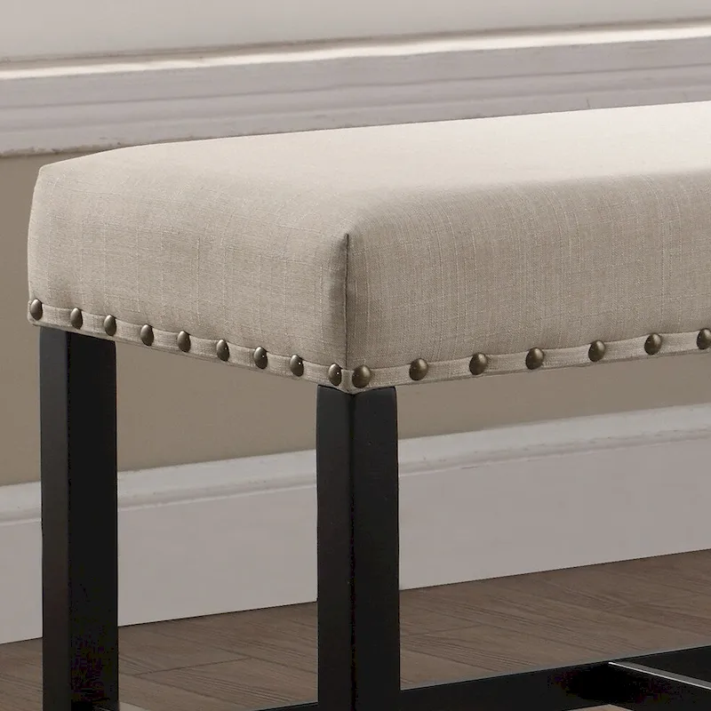 Fabric Counter Height Dining Bench with Nailhead Trim