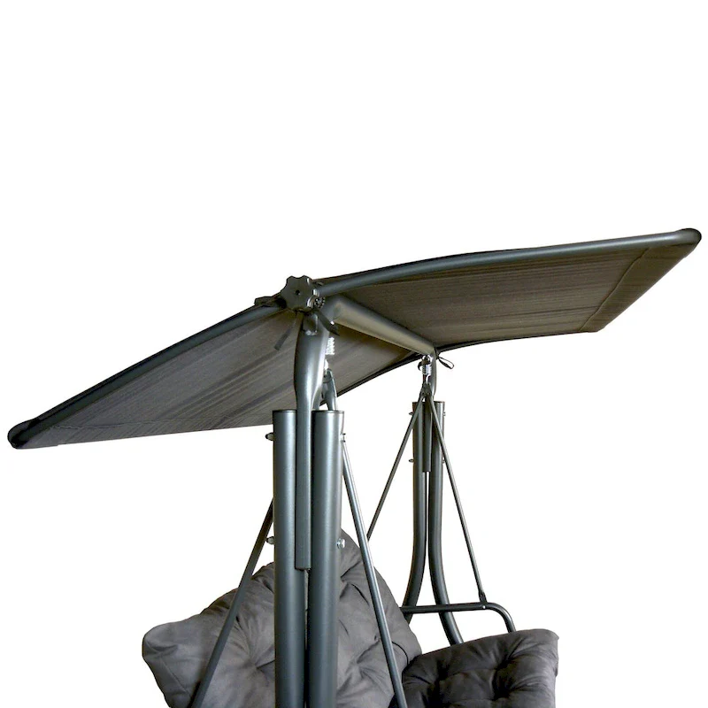 SUNJOY 3 Seat Deluxe Patio Swing Steel Frame, Adjustable Canopy Cushions