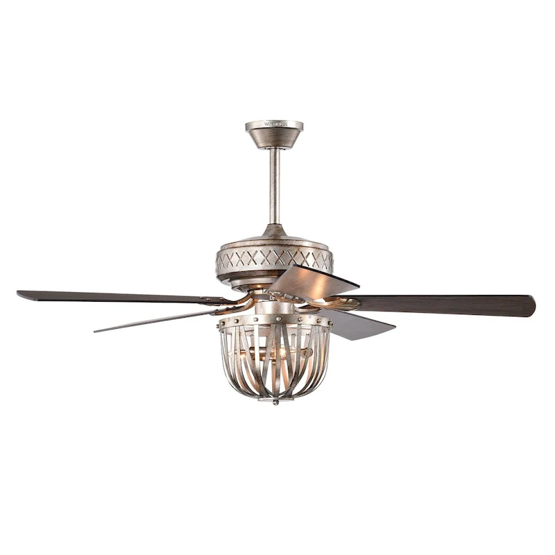 Emani 52 Inch Brushed Antique Silver Finish Ceiling Fan with Remote