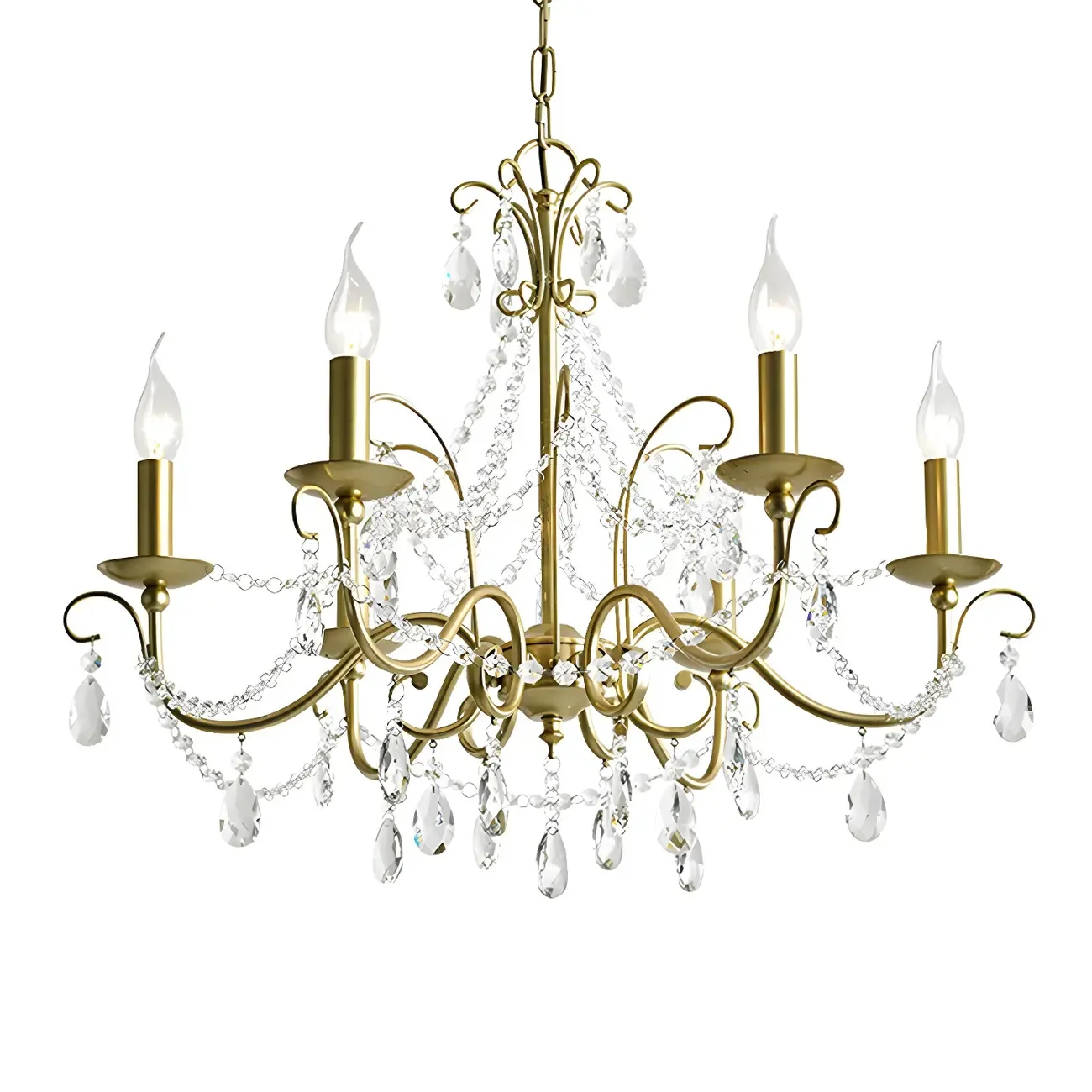 Gold Crystal Metal Elegant Classic Chandelier Light