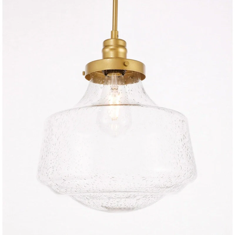 Klyli 11-inch 1-light Clear Seeded Glass Hanging Pendant
